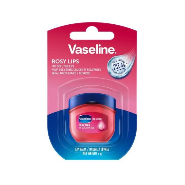 Vaseline Therapy Rosy Lips 7g para el cuidado de los labios secos y agrietados, proporciona hidratación duradera y protege los labios, los suaviza, los vuelve elásticos.