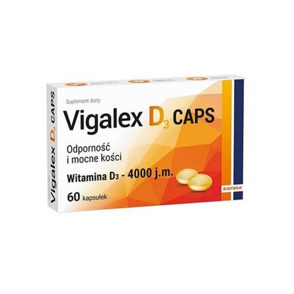 Vigalex D3 Caps 4000 IU is a dietary supplement with vitamin D3 in the form of soft capsules.