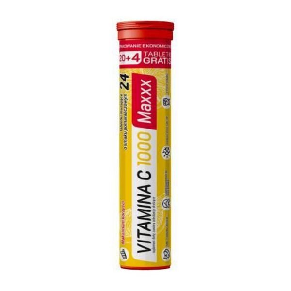 Dietary supplement in the form of effervescent tablets with orange flavor containing vitamin C