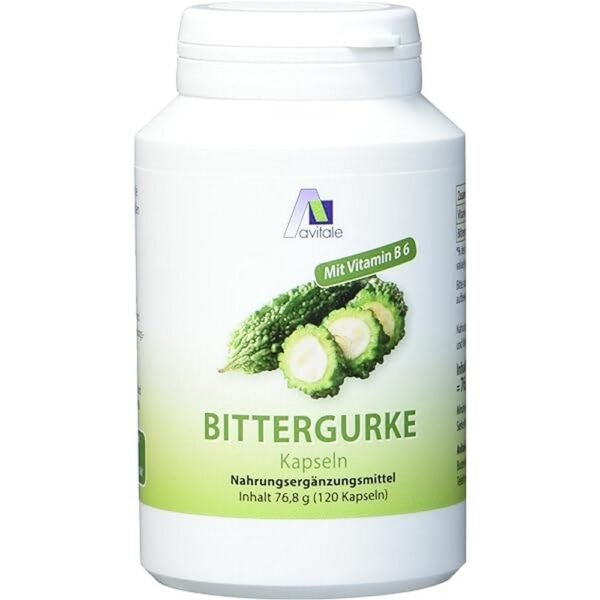Gélules de concombre amer Complément alimentaire Complément alimentaire à base d'extrait de fruit de courge amère (Momordica Charantia) et de vitamine B6 pour maintenir un taux normal d'homocystéine. La courge amère est une plante grimpante annuelle tropicale de la famille des cucurbitacées. Elle est particulièrement appréciée en Asie comme légume et plante médicinale.