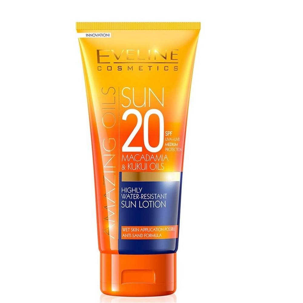 eveline amazing oils sunscreen milk spf 20 200mleveline amazing oils sluncezashitno mlyako spf 20 200ml moisturizes-EVELINE Amazing oils Sunscreen milk SPF 20 200ml,protects skin against sun-EVELINE Amazing oils Sunscreen milk SPF 20 200ml,helps to protect aging of the skin-EVELINE Amazing oils Sunscreen milk SPF 20 200ml,smoothes-EVELINE Amazing oils Sunscreen milk SPF 20 200ml