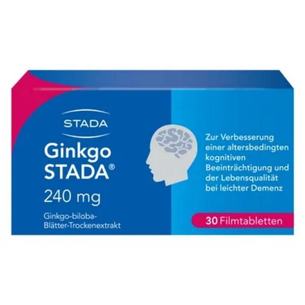 Ginkgo STADA ® 240 mg comprimidos recubiertos con película promueve la circulación sanguínea en el cerebro, fortalece la memoria y la concentración,* para uso a largo plazo, alta calidad de extracto