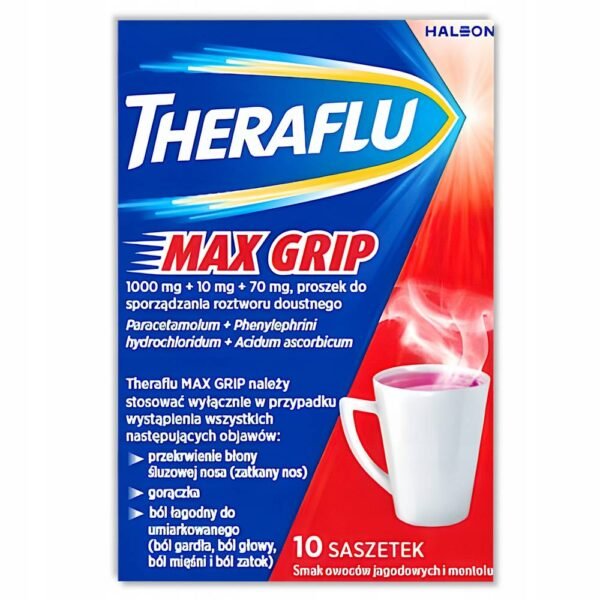 para la gripe-Theraflu Max Grip, 100mg + 10mg + 70mg 10 saszetek