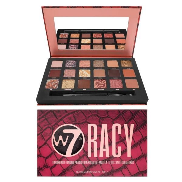 W7 Tempting Multi-Textured Pressed Pigment Racy 100 g es una deliciosa y tentadora paleta de pigmentos prensados multitextura.