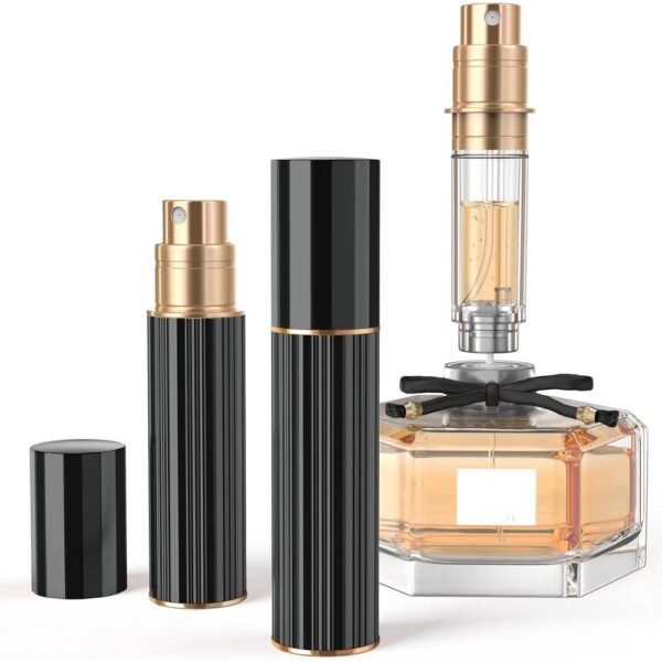 YIERSO Refillable Perfume Bottle 5ml (Black) mini perfume dispenser for women and men, compact and portable, leakproof.