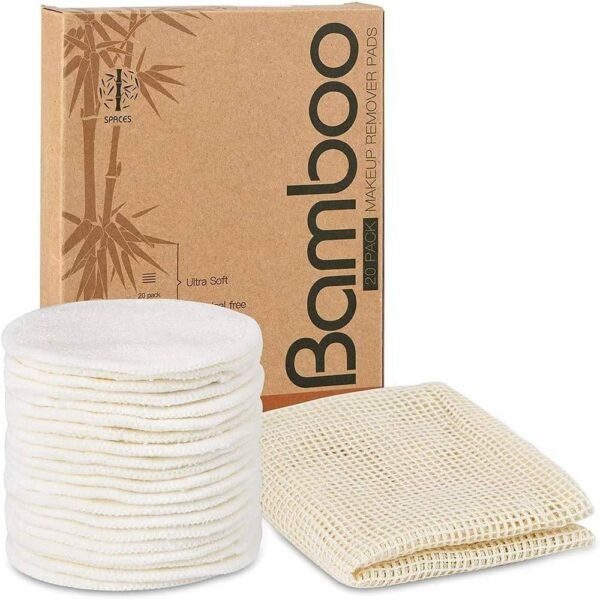 ASPACES Washable Makeup Remover Pads 20 pieces made of bamboo and cotton are gentle on all skin types, eco-friendly and travel-friendly.