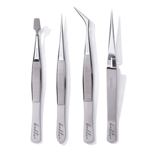 Beaditive Professional Precision Tweezers Set 4 pieces stainless steel, for jewelry and nail art, has unusual and extremely precise tips for comfortable grip, will not leave any scratches or marks.