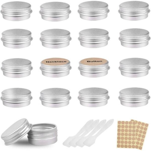Camelize Aluminum Empty Jars 5ml With 2 Pieces Round Stickers (Silver) 24 It is small and exquisite, easy to carry, easy to open and tighten, support handwriting.