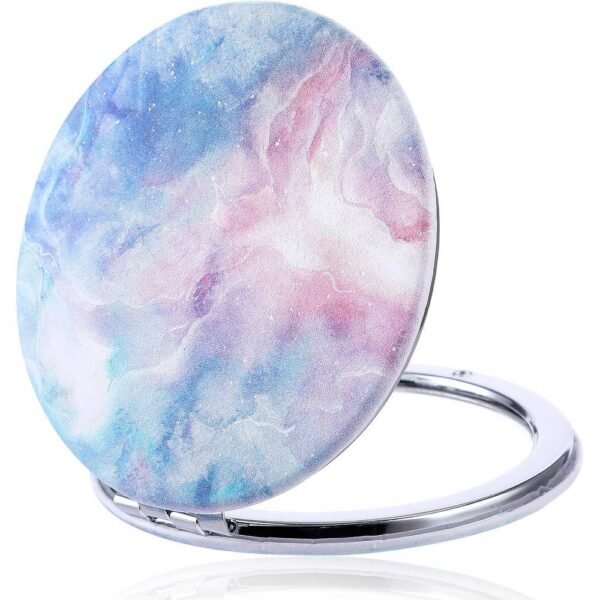 Dimeho Magnifying Compact Mirror Foldable Colorful Painting (Blue) with different images, clear image, durable frame.