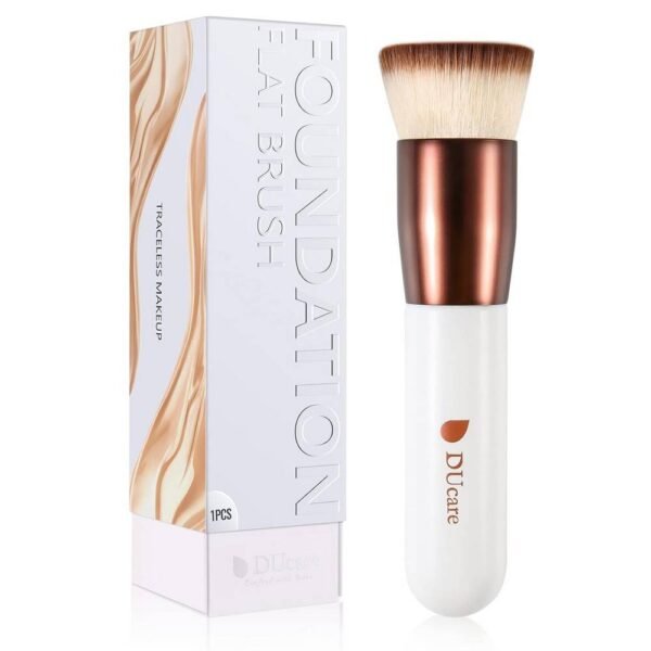DUcare Foundation Brush Make Up Brush Flat Top Кисть Кабуки розовое золото/белый с тонкой щетиной из синтетических волокон, щетина прочная и не опадает, подходит для жидкого макияжа.