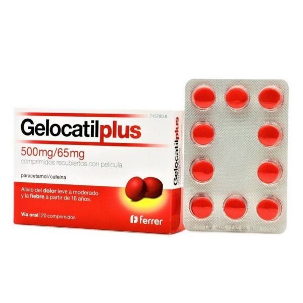 жаропонижающее средство-Gelocatil Plus 500/65 mg, 20, облегчение головной боли-Gelocatil Plus 500/65 mg, 20, мышечная боль-Gelocatil Plus 500/65 mg, 20,травмы-Gelocatil Plus 500/65 mg, 20