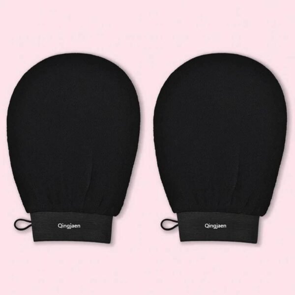 Gants exfoliants pour le corps génériques (noir, 2 pièces) pour un nettoyage en profondeur et efficace, spécialement conçus pour une exfoliation douce de la peau, fabriqués à partir de matériaux de haute qualité qui gardent votre peau douce et souple.