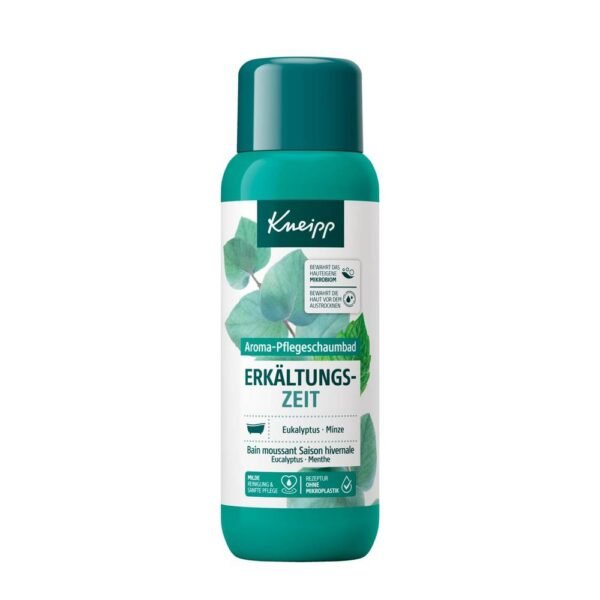 Kneipp Aroma Care Bath for Cold Time 400 ml gentle skin care, with natural essential oils of eucalyptus and mint, has a calming effect.