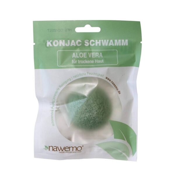 Konjac Sponge Aloe Vera for Dry Skin for natural facial peeling, 100% natural, vegan and biodegradable, consists entirely of konjac root.