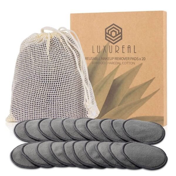 LUXUREAL Make-up Removal Pads Washable 20 three-layer, bamboo, non-slip, washable and portable, for all skin types.