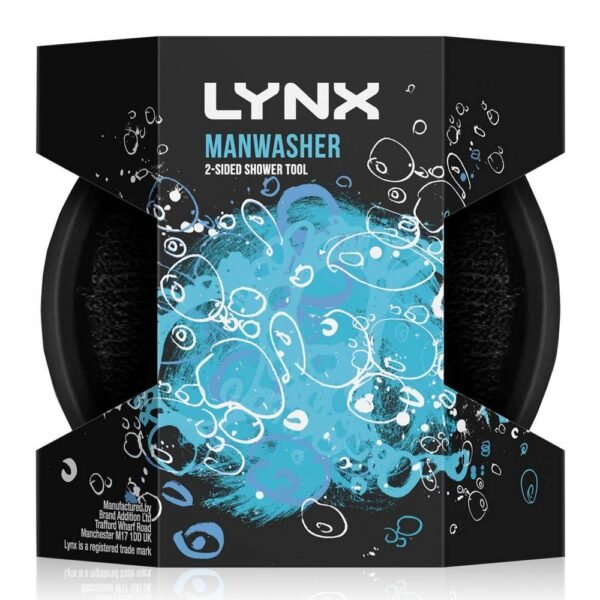 Herramienta Lynx de doble cara con 2 opciones de fregado, color negro. 1 opción de limpieza, lado de espuma y lado de fregado, exfolia y limpia suavemente.