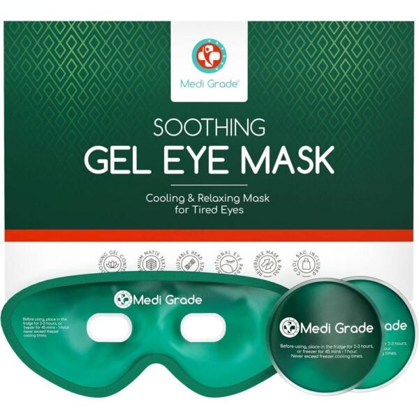 Medi Grade Cooling Mask Face с 2 охлаждающими подушечками для глаз мягкая, легкая и гибкая, расслабляет и освежает область вокруг глаз.
