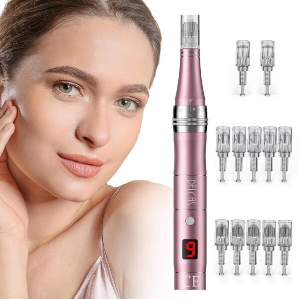 PELCAS Derma Pen 9 Levels Electric Derma Pen improves fine lines, hyperpigmentation, roughness and overall appearance, gives firmness and elasticity, lightweight and easy to use.