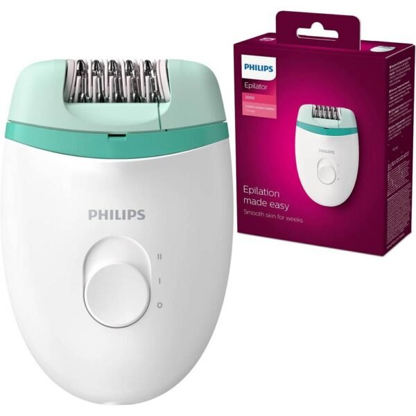 Philips Satinelle Essential BRE224/00 Белый/зеленый Мягко удаляет волоски длиной до 0,5 мм от корня, 2 настройки скорости для удаления более тонких и толстых волосков для индивидуального ухода, моющаяся головка эпилятора.