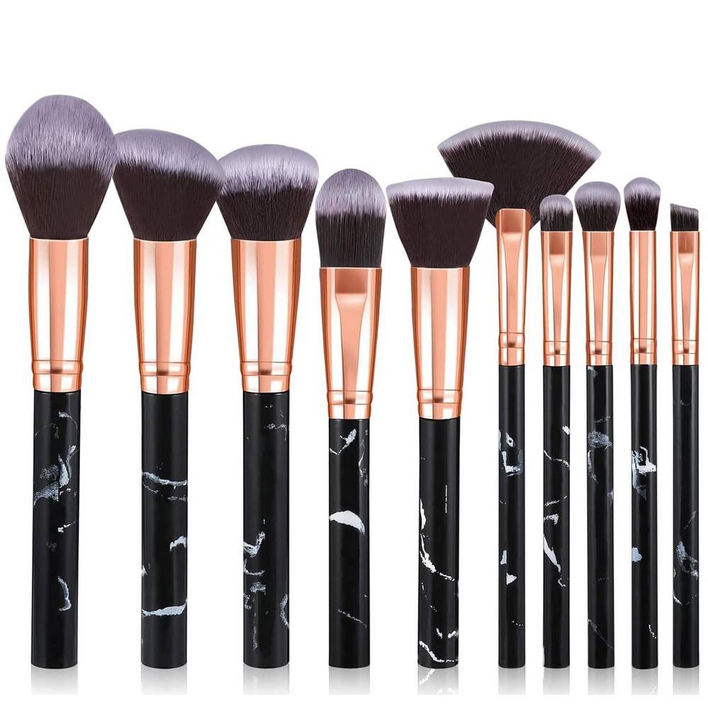 pinselset makeup start makers 10 stuck schwarzer marmor Brush Set Makeup Start Makers 10 Pieces Black Marble es muy suave, cómodo y no irrita la piel, agarra y mezcla los cosméticos más fácilmente, ayudando a crear un maquillaje natural y hermoso.