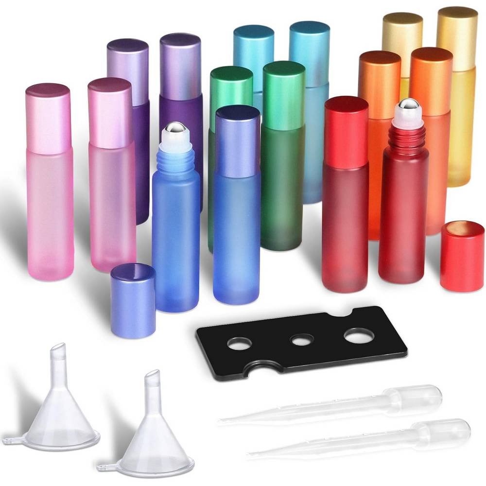 pofibo 16 stuck 10ml roll on glasflaschen fur atherisches ol POFIBO 16 piezas 10ml roll on botellas de vidrio para aceite esencial calidad inigualable, absolutamente hermético, universal, ligero y portátil.