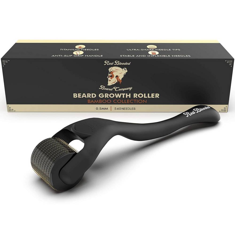 red blooded bartroller 540 05mm titan nadeln fur manner Rodillo para barba de sangre roja, 540 agujas de titanio de 0,5 mm; para hombres estimula el crecimiento de la barba y el cabello, mejora la piel al reducir las líneas finas y suavizar la textura de la piel, aumenta el flujo sanguíneo y produce nuevo colágeno en el área tratada.