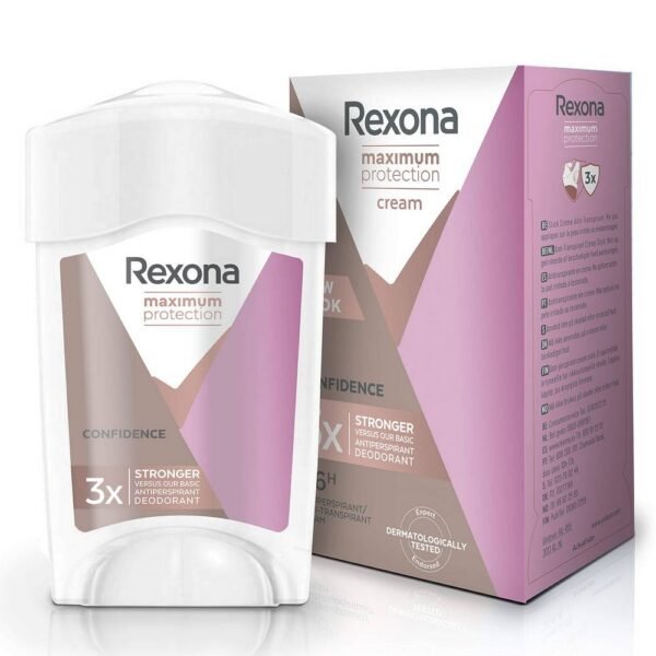 Rexona Max Protection Confidence 96h 45ml cream antiperspirant that provides effective protection against sweat and unpleasant odor, contains moisturizing ingredients and smells like fresh flowers.
