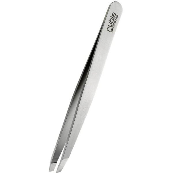 Rubis tweezers stainless steel slanted; fine and pointed from нержавеющей стали, надежно захватывают даже тонкие волосы,захватывать and remove small hair.