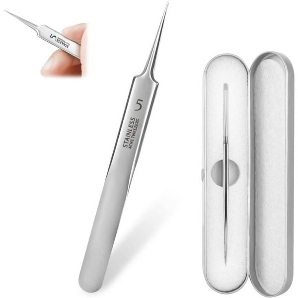 RUCUDIM stainless steel tweezers,milia knife;blackhead tweezers stainless steel,straight needle,sharp and conical,only 0.06mm,for removing blackheads,pimples,acne