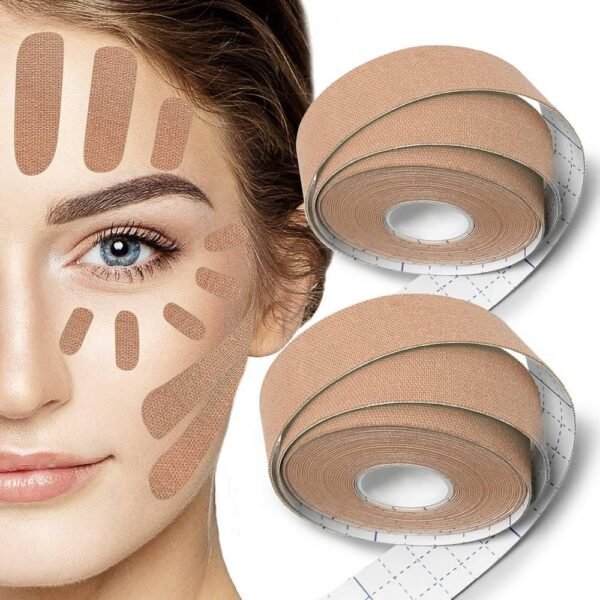 SFUCHIN Face Lifting Tape 2.5CM*500CM 2 Rolls High elastic kinesiology facial tape, reduces wrinkles, removes double chin, slims and tightens.