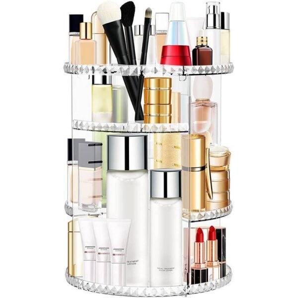 Withosent Make Up Organizer 360° Rotatable Transparent large capacity, lightweight, makes it easy to organize and find the makeup you need, the rotating base is smooth and the edges of the trays are high enough to prevent makeup from falling out when you rotate the makeup organizer.