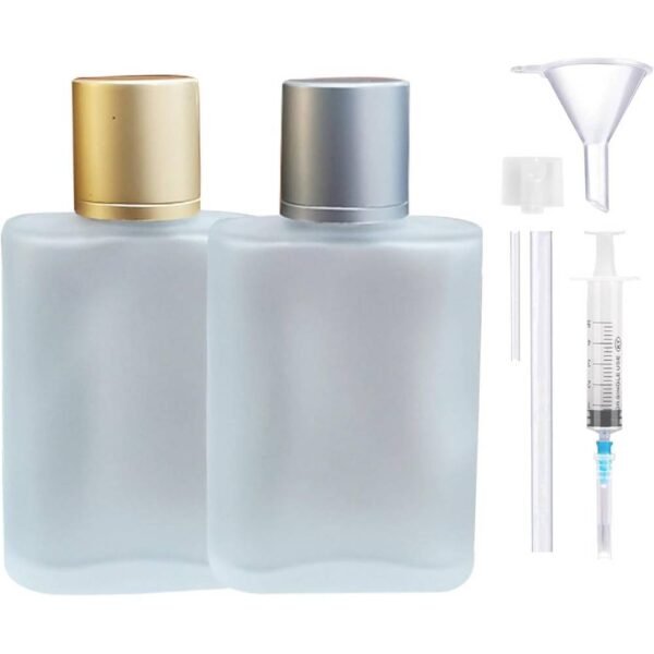 XUSSMM 2 Pieces Perfume Atomizer (30ml, Gold + Gray) made of crystal glass, sealed, elegant and generous appearance, sprays evenly and finely.