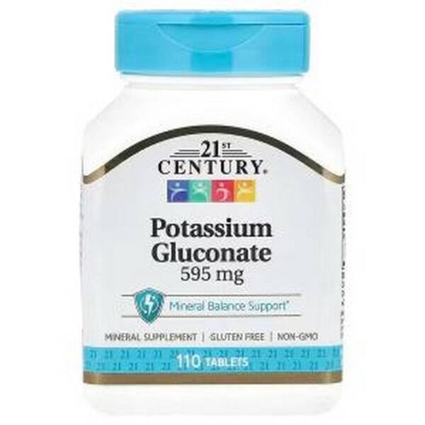 Potassium Deficiency:21st Century, Potassium Gluconate, 595 mg, 110