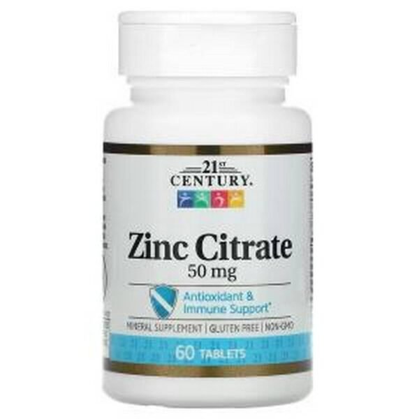 Immune System Weakness: 21st Century, Zinc Citrate, 50 mg, 60