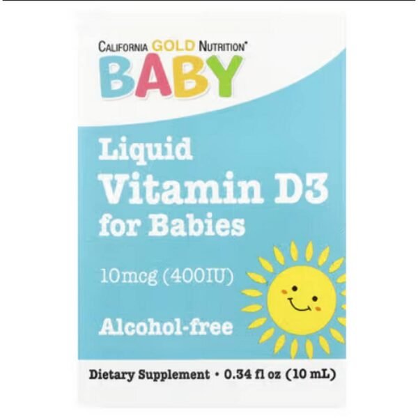 Immune System Support -California Gold Nutrition, Baby Vitamin D3 Drops, 10 mcg 400 IU, 0.34 fl oz 10 ml,