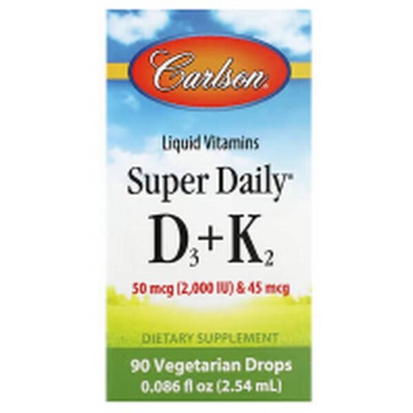 Apoyo al sistema inmunológico-Carlson, Super Daily® D3 + K2, 50 mcg (2,000 IU) & 45 mcg,