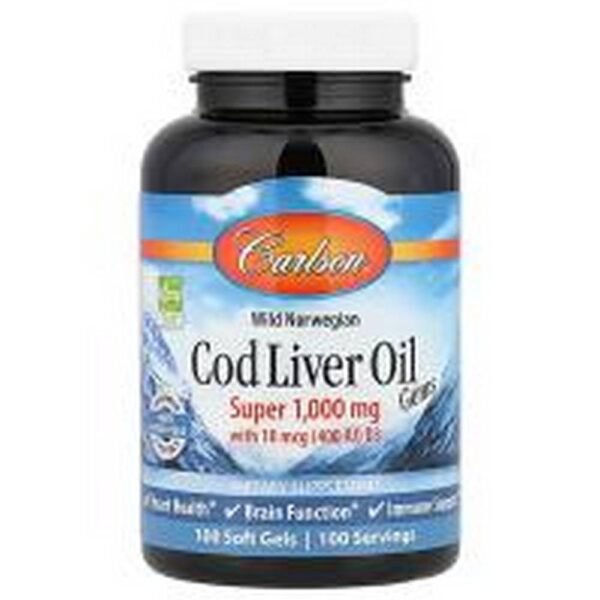 Поддержка сердечно-сосудистой системы- Carlson Wild Norwegian Cod Liver Oil Gems 1,000 mg.
