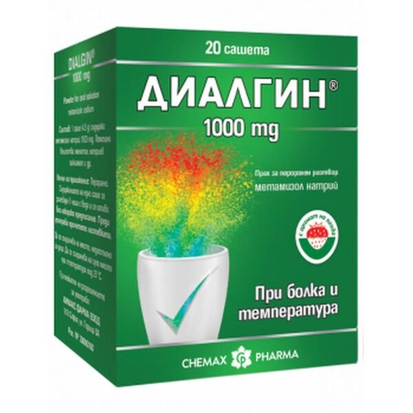 Reducing high temperature-Chemax Pharma DIALGIN for pain and fever sachets 1000mg,