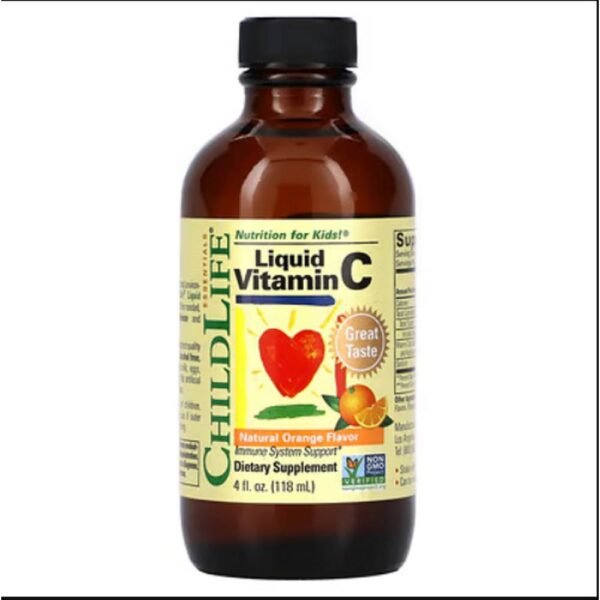 Immune System Support -ChildLife Essentials, Essentials, Liquid Vitamin C, Natural Orange, 4 fl oz (118.5 ml),