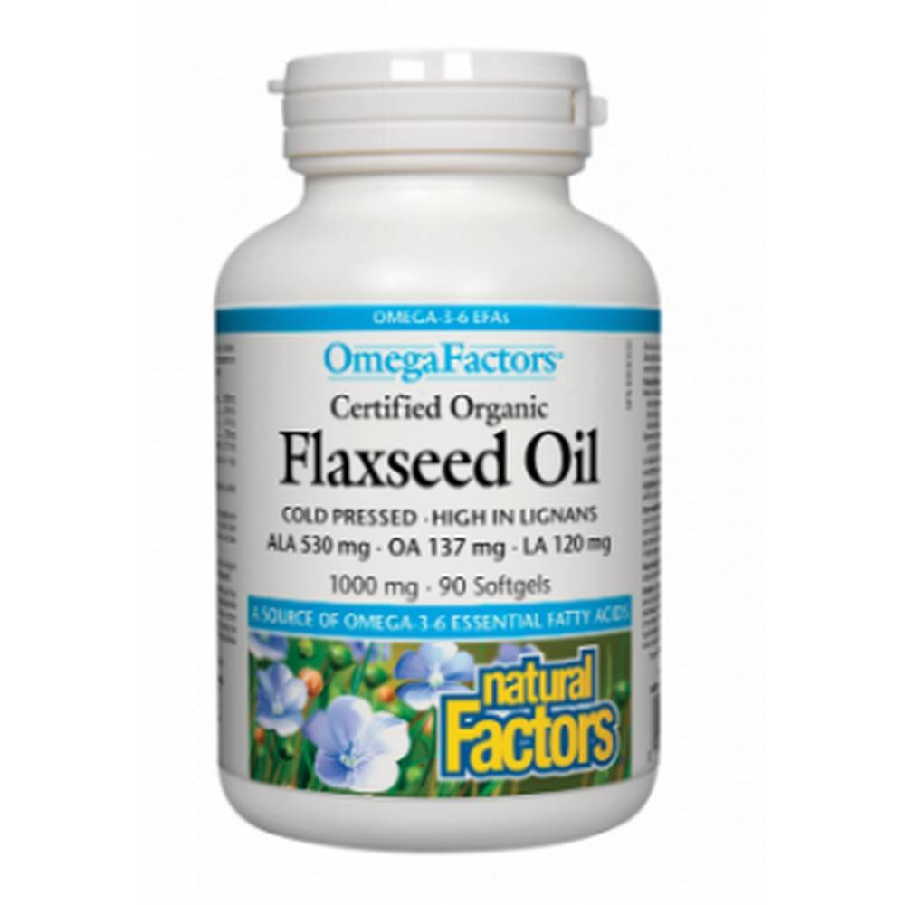 natural factor flax oil organic softgel caps 1000mg 90 Apoya la salud del sistema cardiovascular - NATURAL FACTOR FLAX OIL Organic softgel caps. 1000mg,