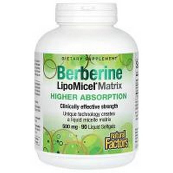 Apoya los niveles de azúcar en sangre -Natural Factors Berberine LipoMicel Matrix 500 mg,