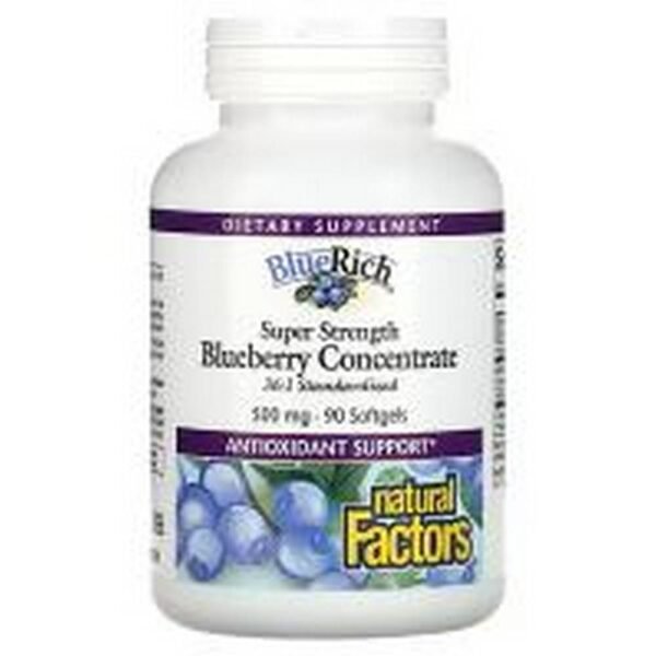 Substance use -Natural Factors BlueRich Super Strength Blueberry Concentrate 500 mg,