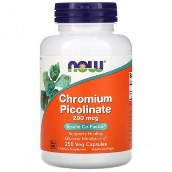 Supports normal blood sugar levels - NOW FOODS CHROMIUM PICOLINATE caps. 200mcg,