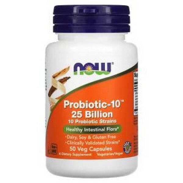 Поддержка микрофлоры кишечника -NOW Foods Probiotic-10  25 Billion,