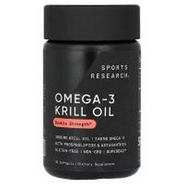 Cardiovascular Support-Sports Research Omega-3 Krill Oil Double Strength 1,000 mg,