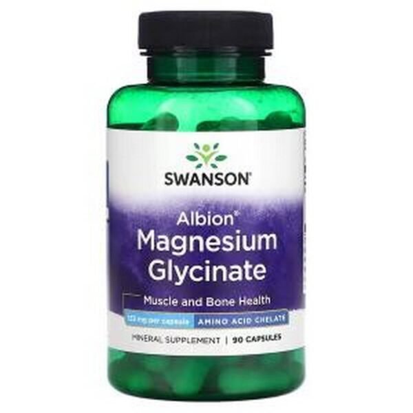 Muscle Cramps and Tension: Swanson, Albion, Magnesium Glycinate, 133 mg, 90