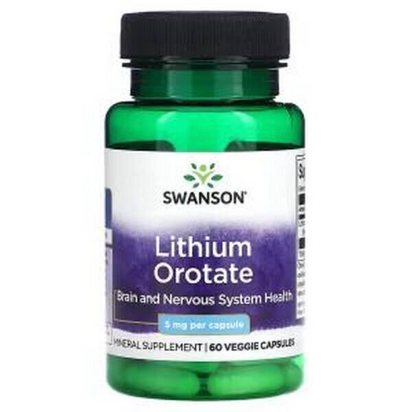 Desequilibrios del estado de ánimo- Swanson, orotato de litio, 5 mg, 60 ,_x000D_