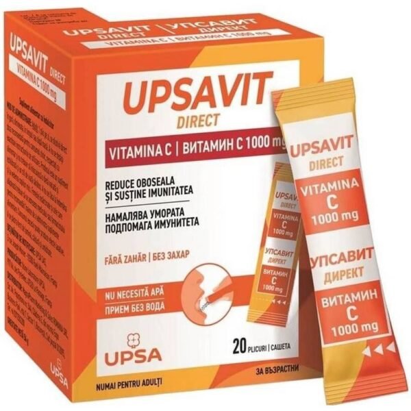 Слабая иммунная система-UPSA,Upsavit Direct Vitamin C 1000 mg x 20 Sticks, Усталость и низкий уровень энергии-UPSA,Upsavit Direct Vitamin C 1000 mg x 20 Sticks, Недостаток питательных веществ, вызванный стрессом-UPSA,Upsavit Direct Vitamin C 1000 mg x 20 Sticks, Трудности в употреблении традиционных добавок-UPSA,Upsavit Direct Vitamin C 1000 mg x 20 Sticks