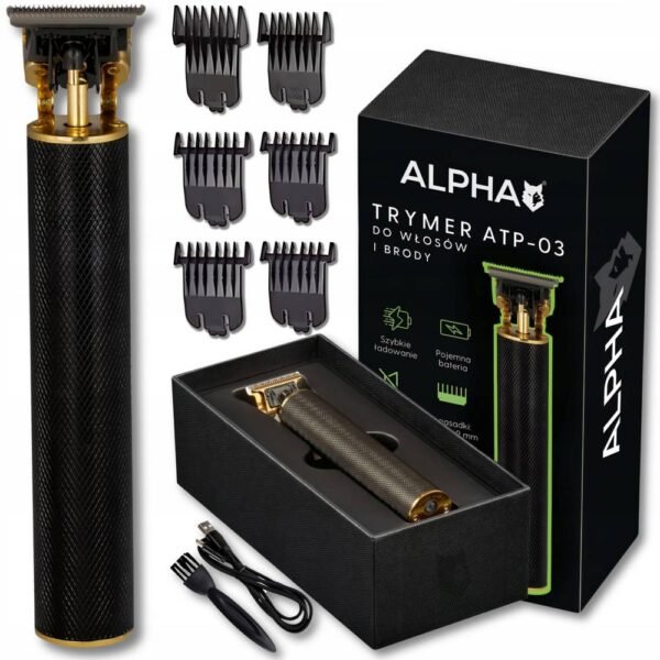 Recortadora y afeitadora de cabello y cabeza Alpha ATP-03 - Recortadora de barba funcionamiento silencioso y suave para máxima comodidad, gran nitidez, excelente calidad y seguridad.