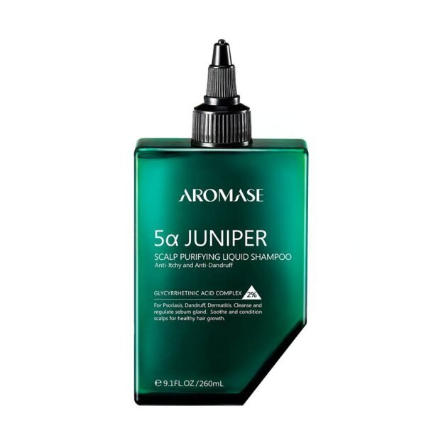AROMASE Genévrier 260 ml pour le cuir chevelu Trichologist Recommande apaise le cuir chevelu, réduit les démangeaisons, la sécrétion de sébum, les pellicules, nettoie et maintient le bon écosystème du cuir chevelu.